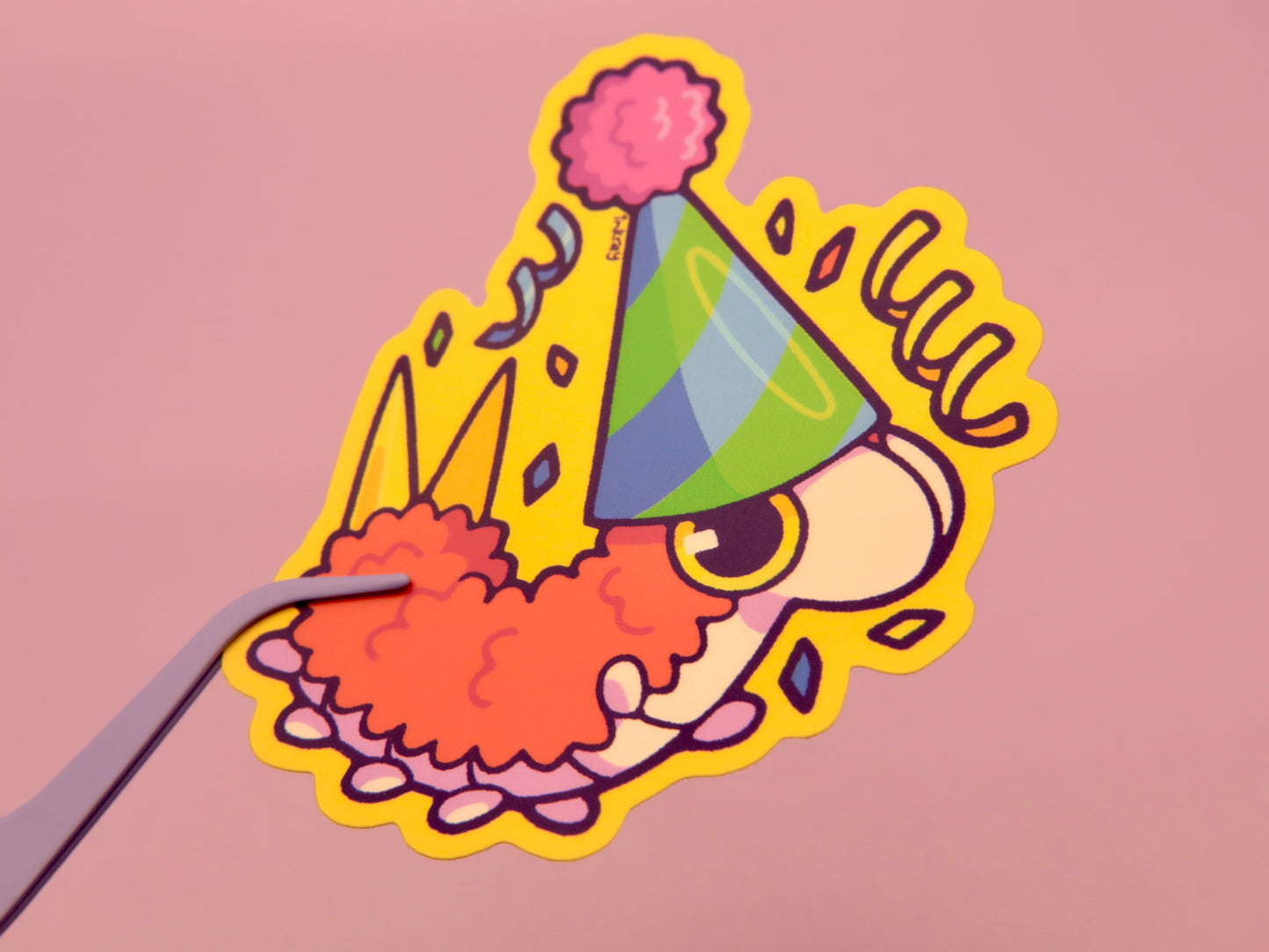 Party Hat Worm 3" Matte Vinyl Sticker