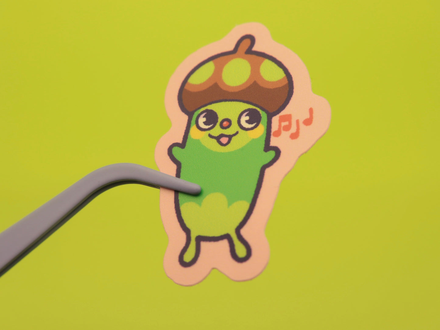 Tall Singing Acorn Friend 1.5" Matte Vinyl Sticker