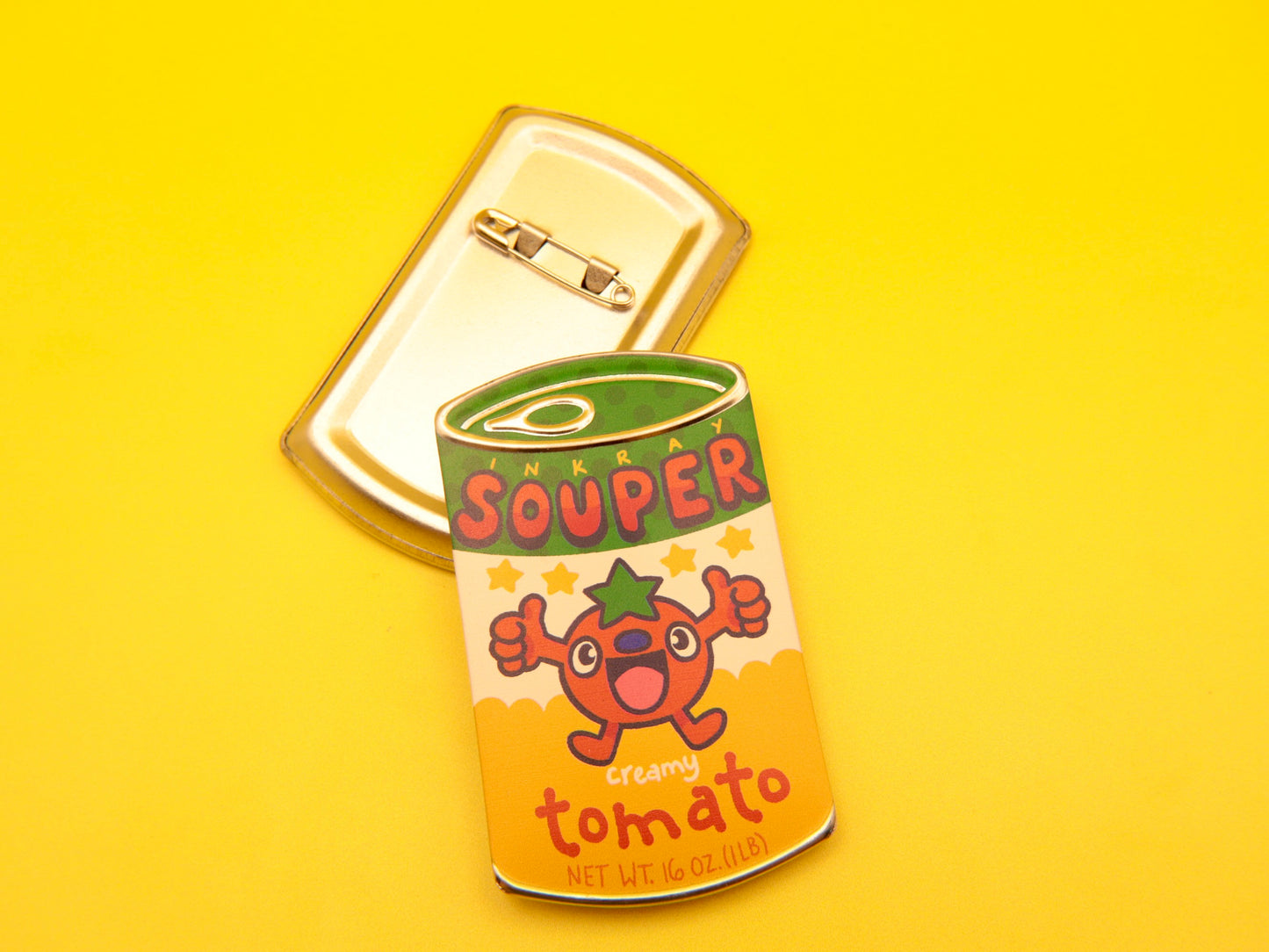 Tomato Souper Creamy Soup Tin Pin 3"x1.75"