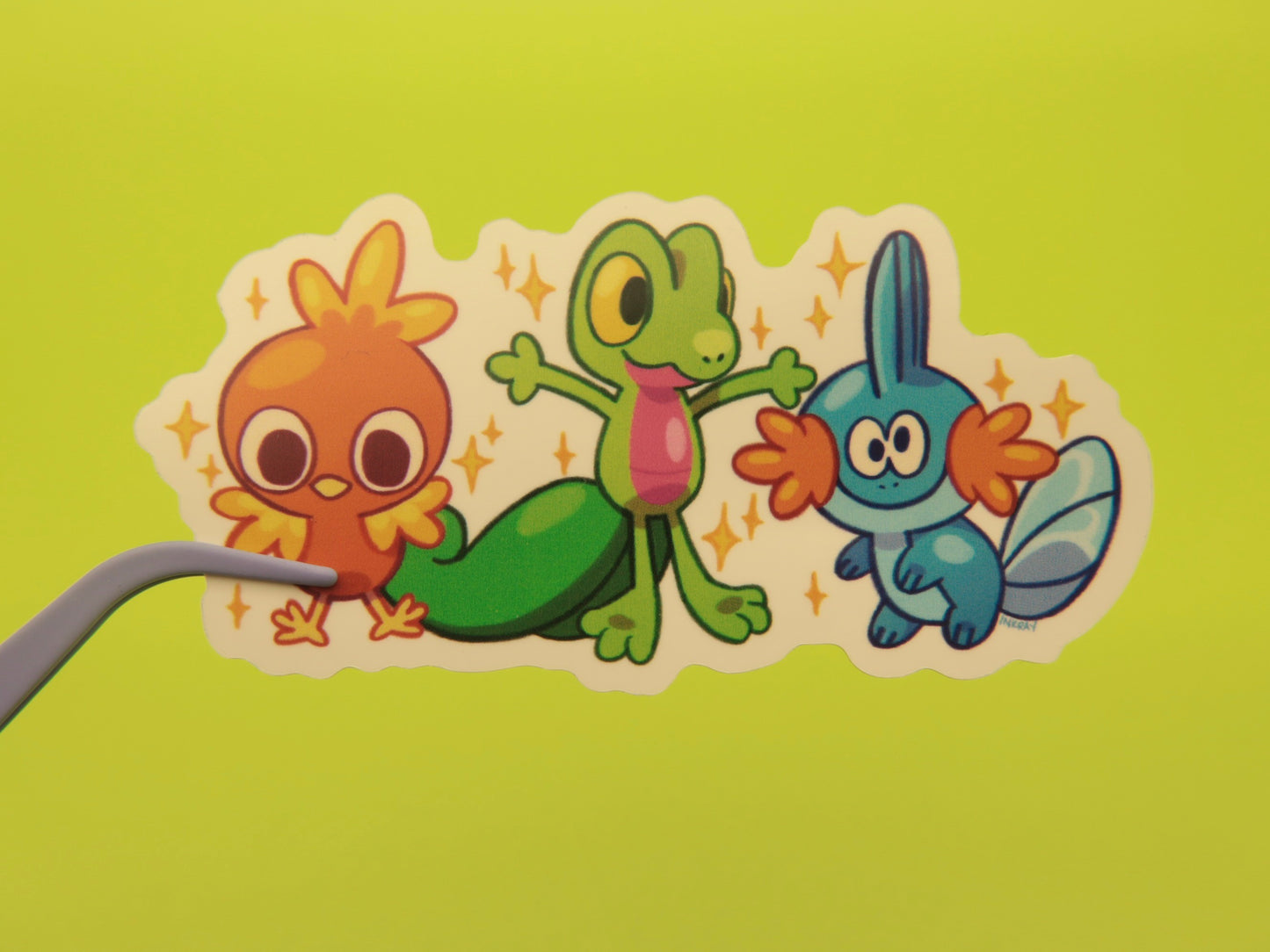 Fire Grass Water Starters 3" Glossy Vinyl Sticker