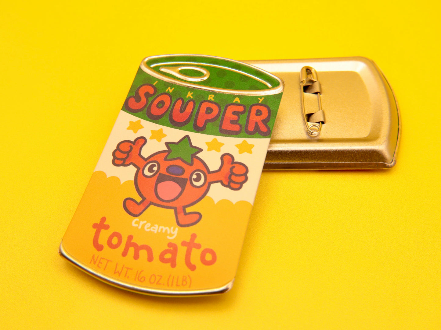 Tomato Souper Creamy Soup Tin Pin 3"x1.75"