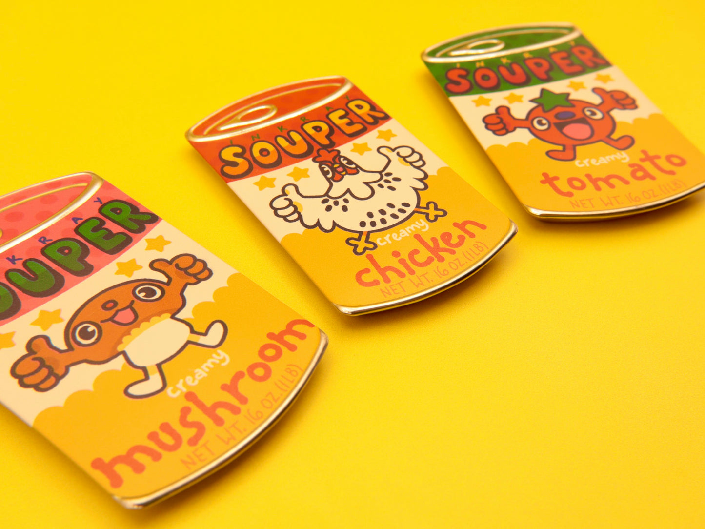 Mushroom Souper Creamy Soup Tin Pin Badge 3"x1.75"