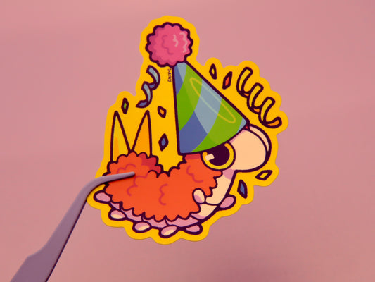 Party Hat Worm 3" Matte Vinyl Sticker
