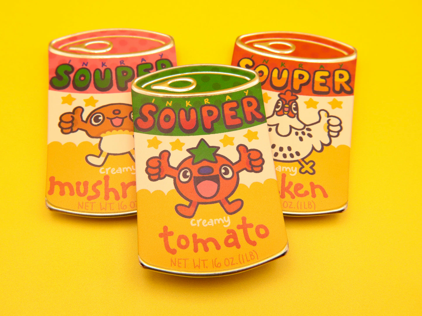 Mushroom Souper Creamy Soup Tin Pin Badge 3"x1.75"