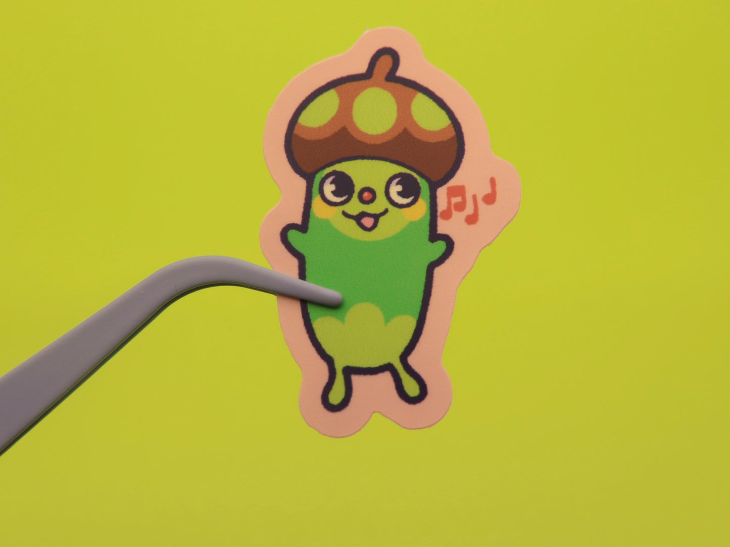 Tall Singing Acorn Friend 1.5" Matte Vinyl Sticker