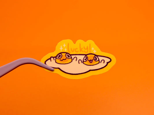 Lucky! Double Sunny Side Up Egg Friends 1.5" Matte Vinyl Sticker