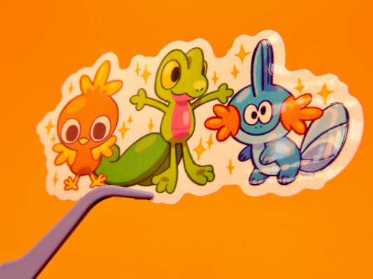 Fire Grass Water Starters 3" Glossy Vinyl Sticker