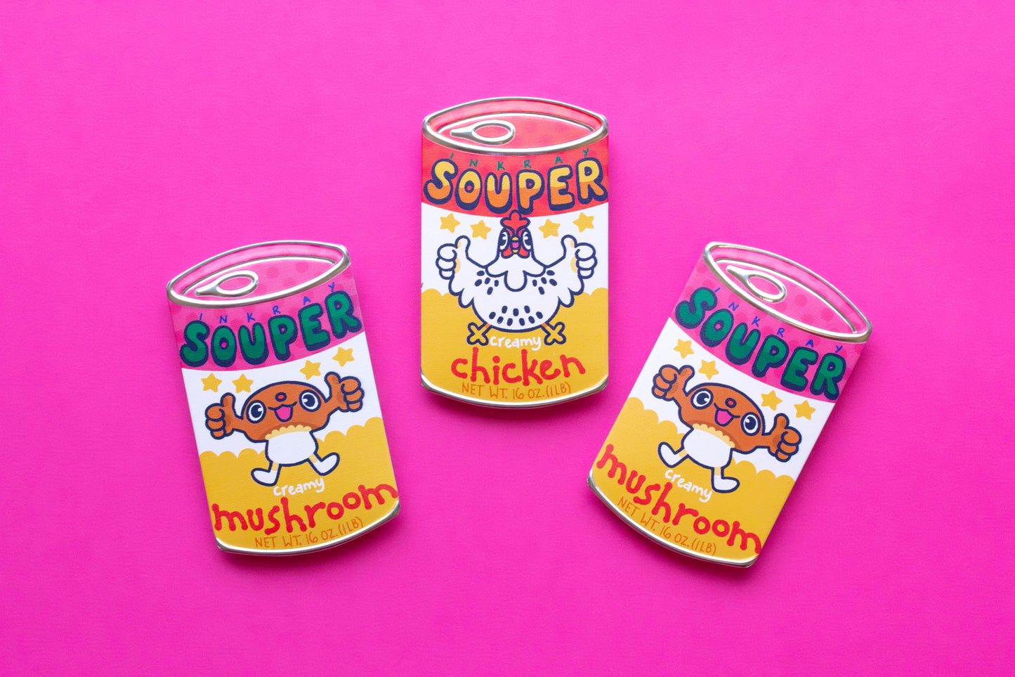 Mushroom Souper Creamy Soup Tin Pin Badge 3"x1.75"