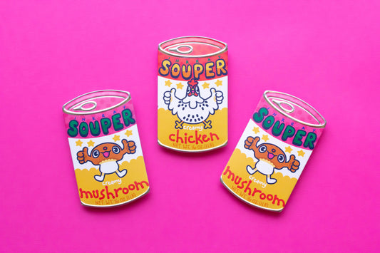 Tomato Souper Creamy Soup Tin Pin 3"x1.75"